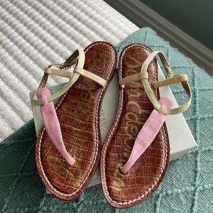 Sam Edelman Cute Pink and Pastel T-Strap Sandals